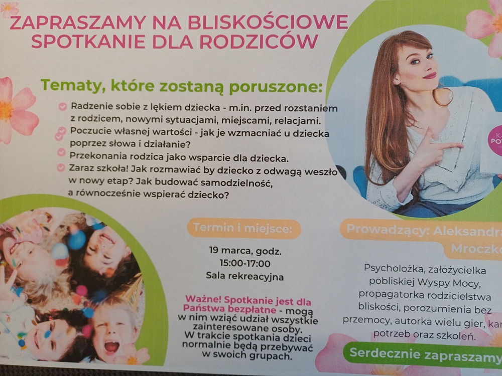 Zapraszamy na bliskościowe spotkanie dla rodziców